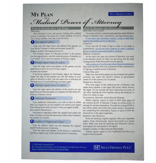 Medical Power of Attorney - Self-help Instructions